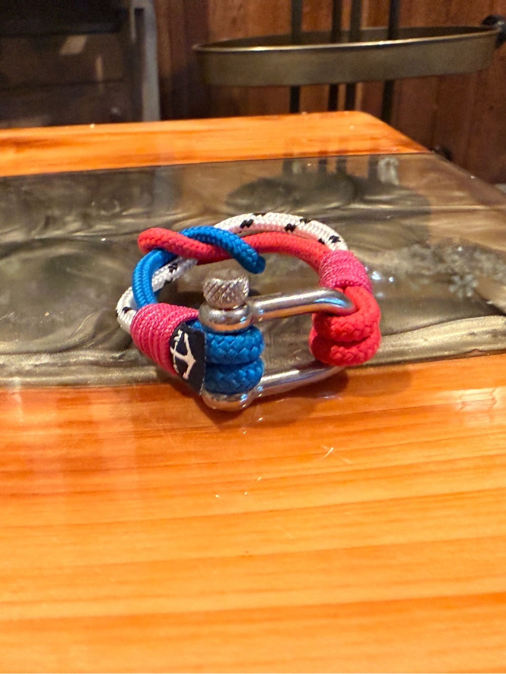 Nautical Rope Bracelet with Blue, Pink & White Cords